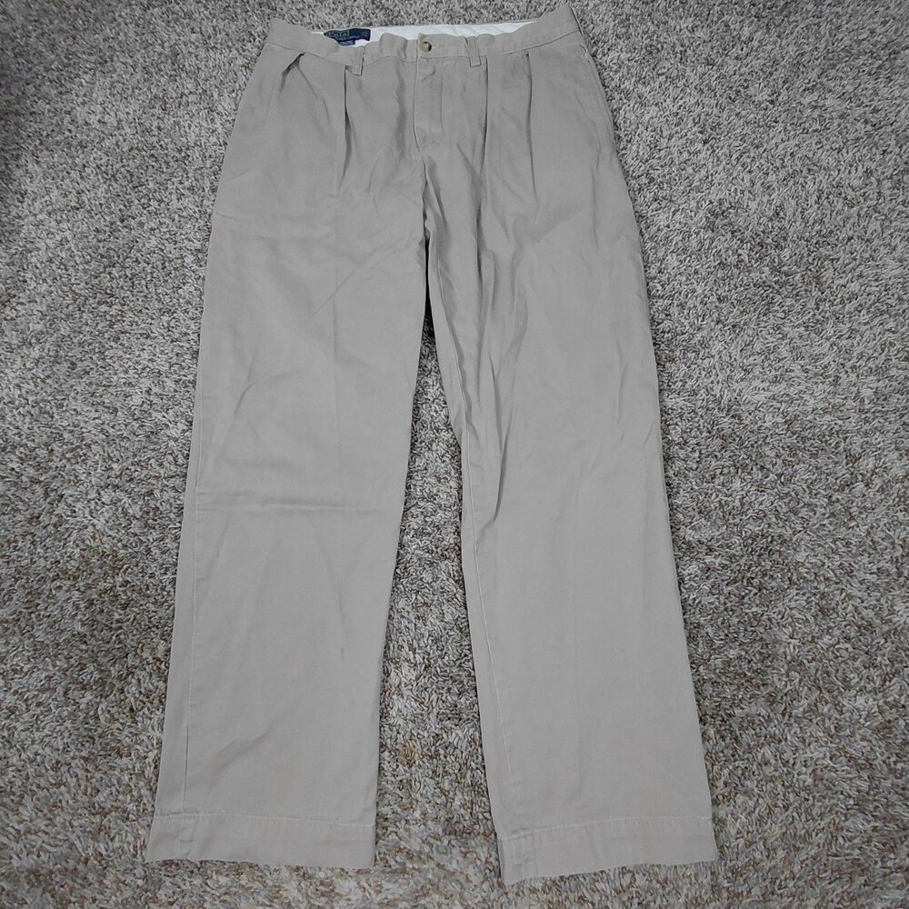 Vintage Polo Ralph Lauren Ethan Pants Mens 34x32 Fit 34x30 Double Pleated Chino